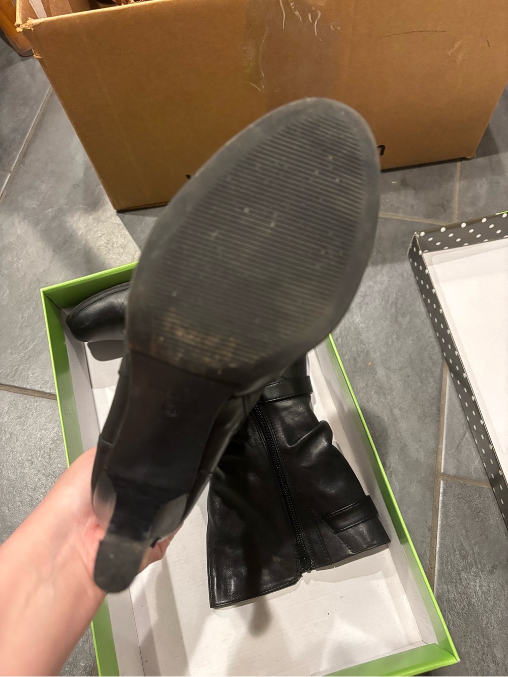 Women’s Kelly & Katie “Christy” black leather heeled boots size 8.5 - Picture 3 of 8